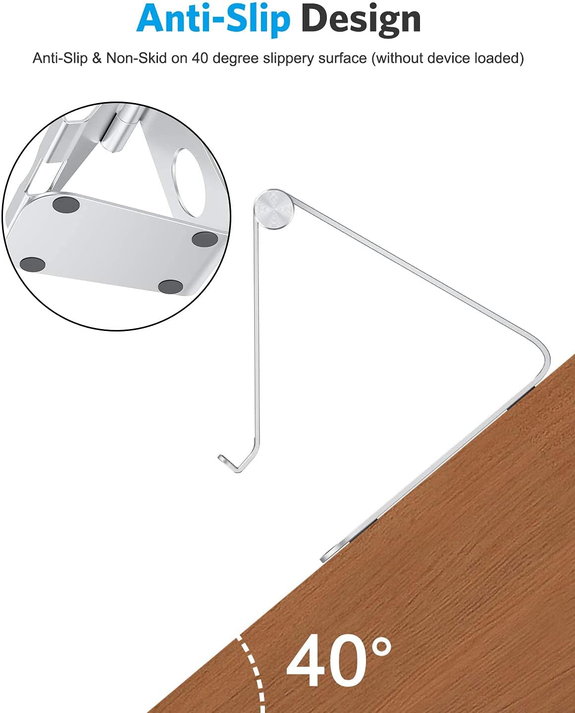 T1 Adjustable Tablet Stand for Desk, Aluminum Holder for iPad Silver