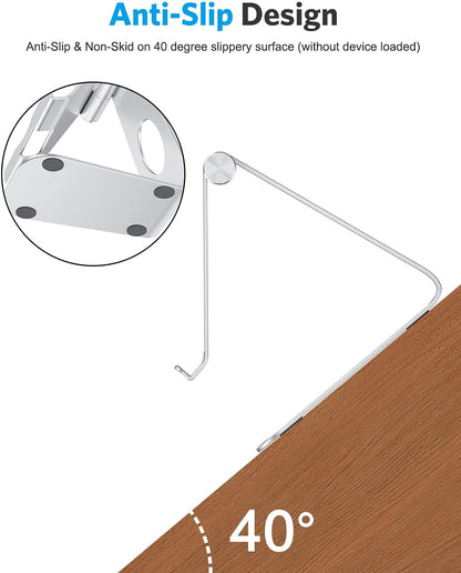 T1 Adjustable Tablet Stand for Desk, Aluminum Holder for iPad Silver