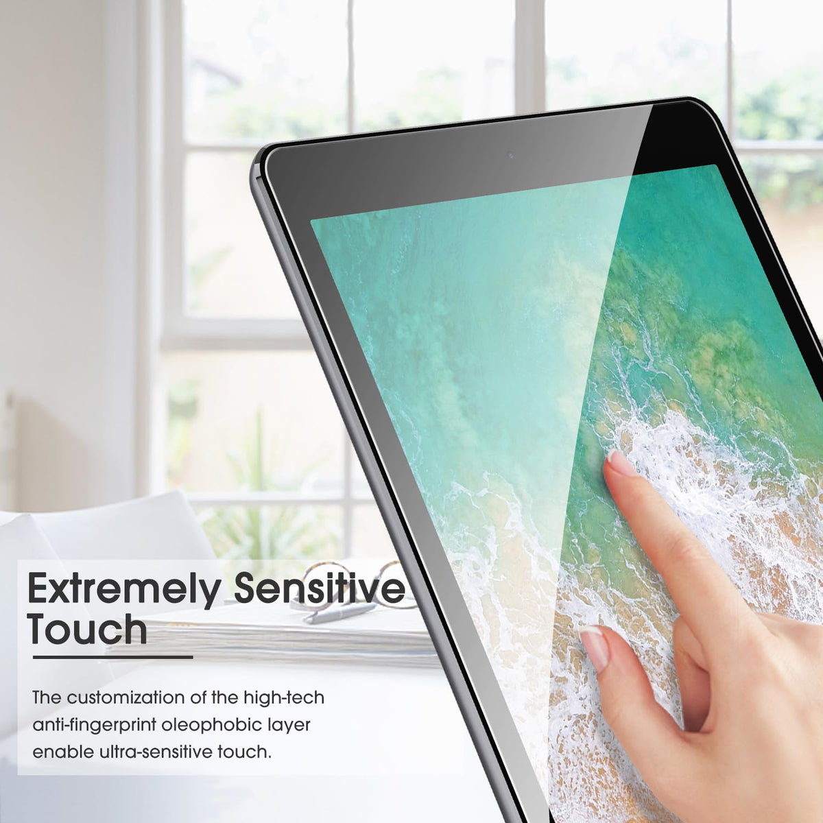 3 Pack Screen Protector for iPad 6th 5th Generation, Tempered Glass Screen Protector Compatible with Apple iPad Pro 9.7 / iPad Air 2 / iPad Air 9.7 Inch with Alignment Frame, Case Friendly