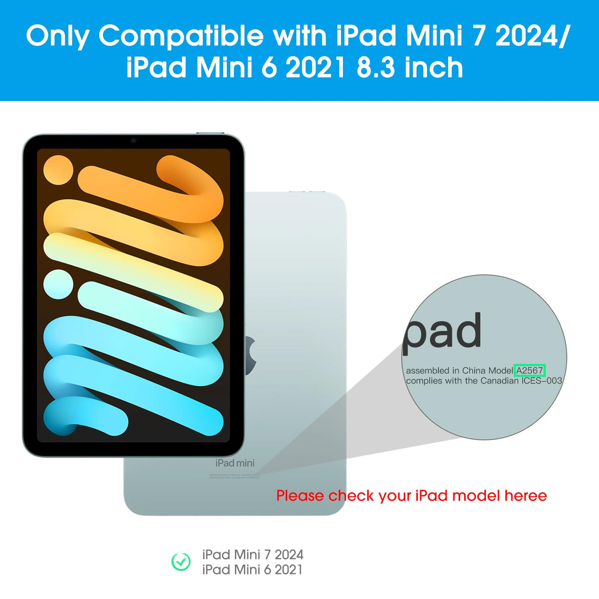 3-Pack Screen Protector for iPad Mini 7/6, HD Clarity