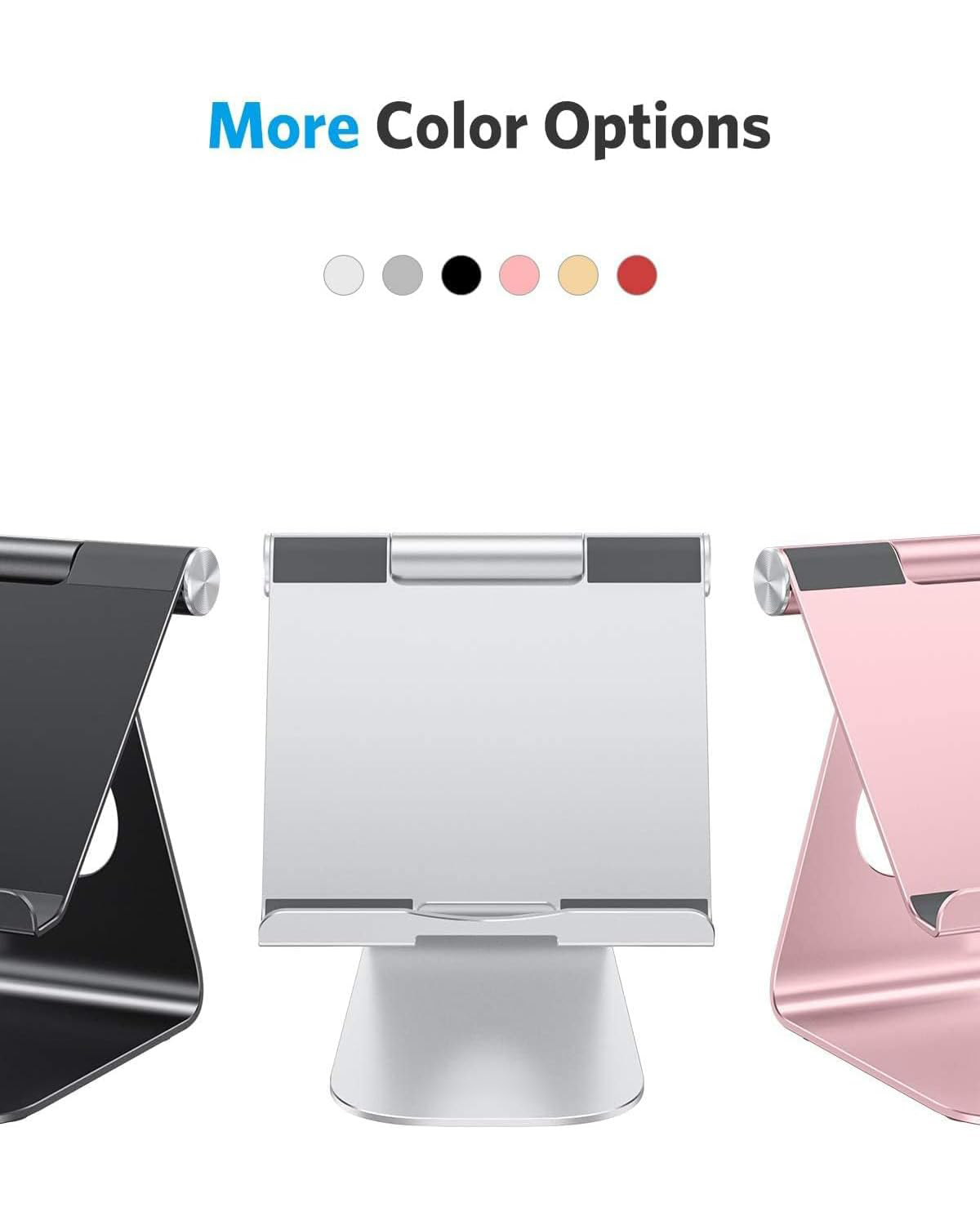 T1 Adjustable Tablet Stand for Desk, Aluminum Holder for iPad Silver