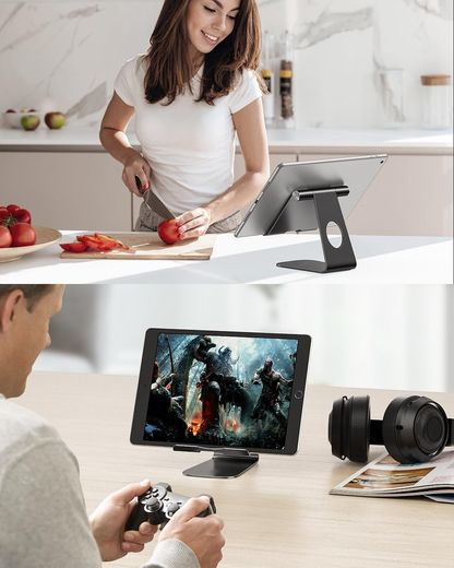 T1 Adjustable Tablet Stand for Desk, Aluminum Holder for iPad Black