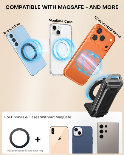 TP02 Magnetic Phone Tripod for MagSafe, 360° Pivot, Clamp & Stand