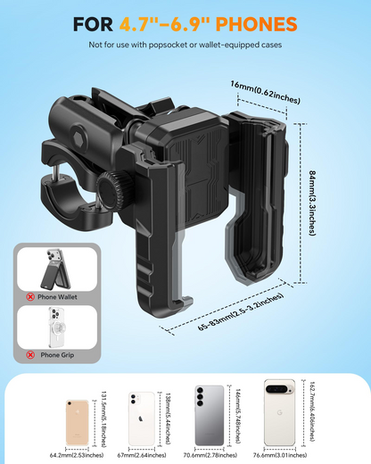 Motorcycle Phone Mount Anti-Theft, Camera-Friendly Bike Phone Holder