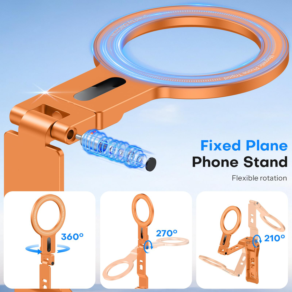 TP03 [Ultra-Slim] 360° Rotating for MagSafe Tripod with Hook, Orange
