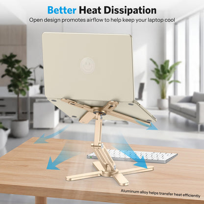LA10 360° Rotating Laptop Stand Riser Foldable for Desk, Gold