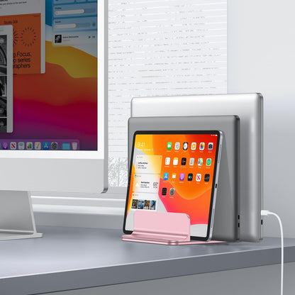 3-Slot Multiple Vertical Laptop Stand, Fits MacBook, Rosegold