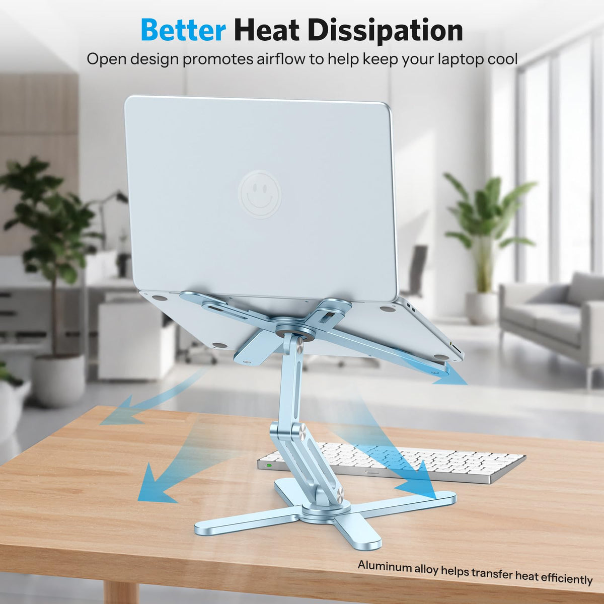LA10 360° Rotating Laptop Stand Riser Foldable for Desk, Sky Blue