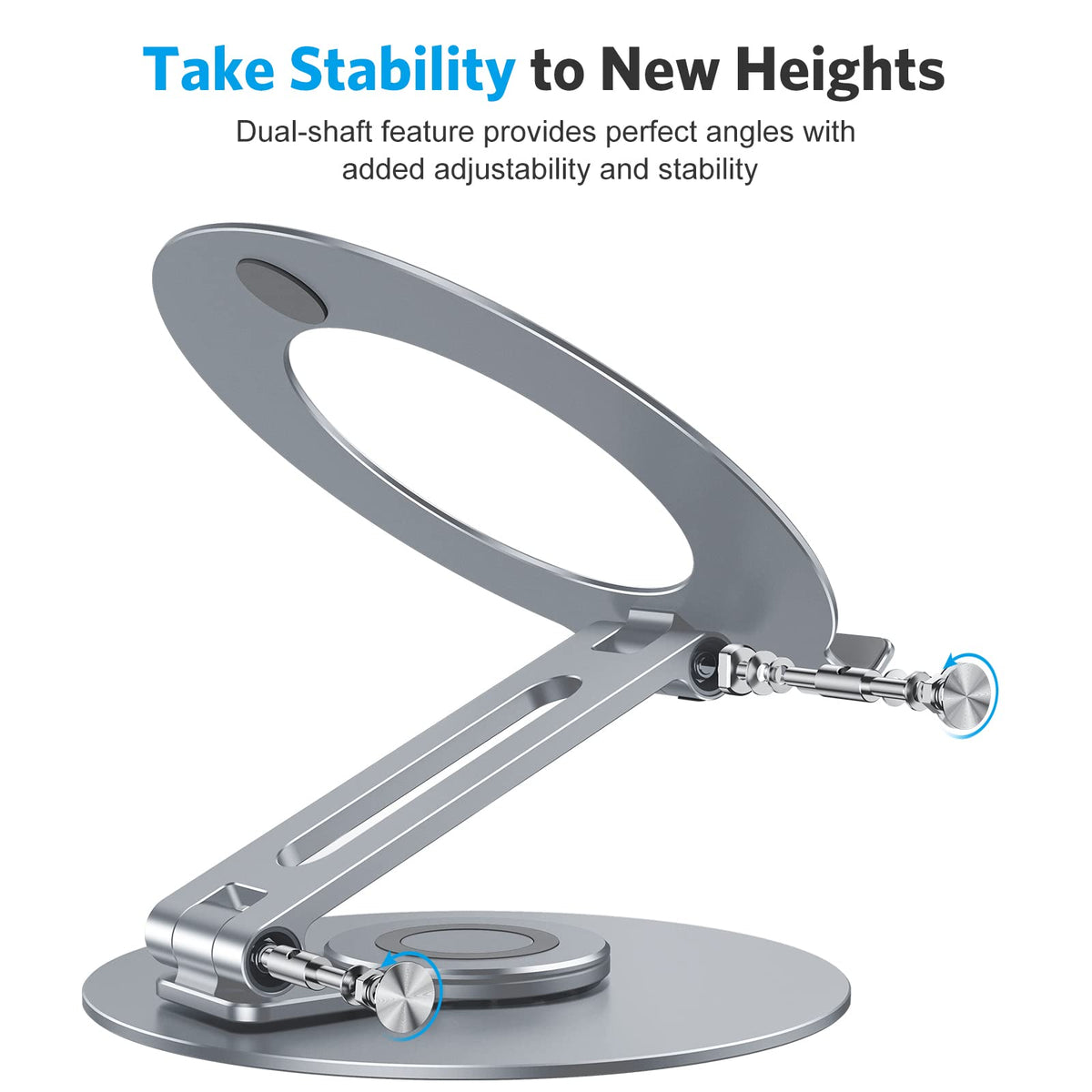 Adjustable Laptop Stand for Desk 360° Rotating Base 17" Cool Grey