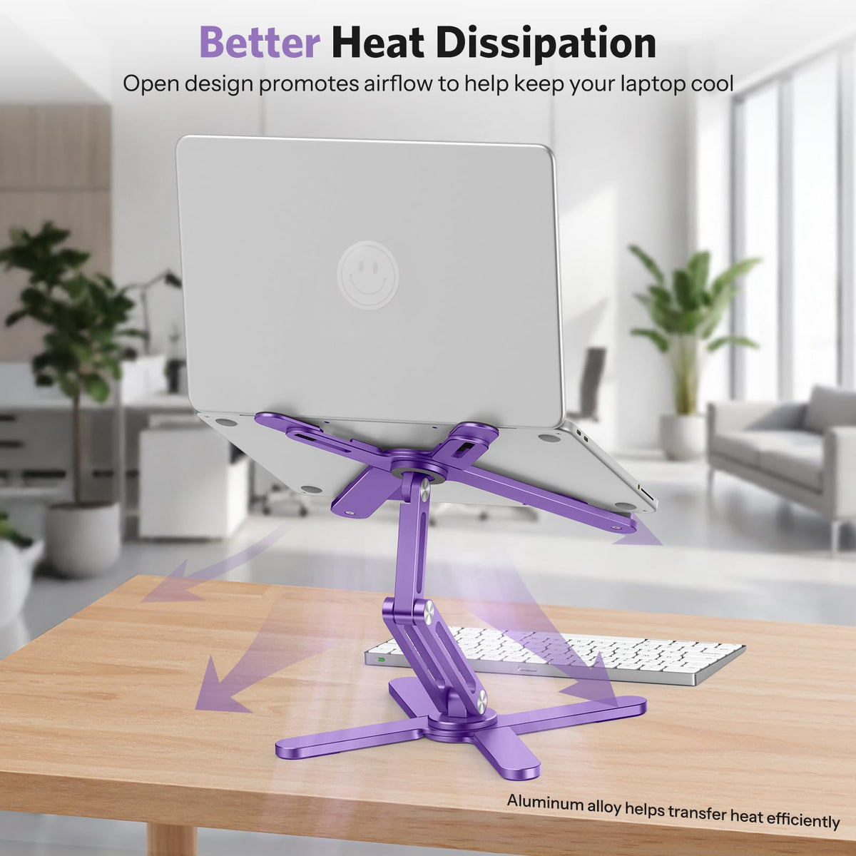 LA10 360° Rotating Laptop Stand Riser Foldable for Desk, Purple