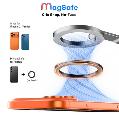 TP06-E [3-Adjust] Sturdy Magnetic Phone Tripod for iPhone 17, Sliver