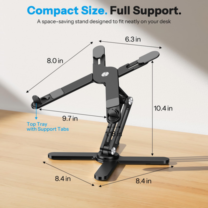 LA10 360° Rotating Laptop Stand Riser Foldable for Desk, Black