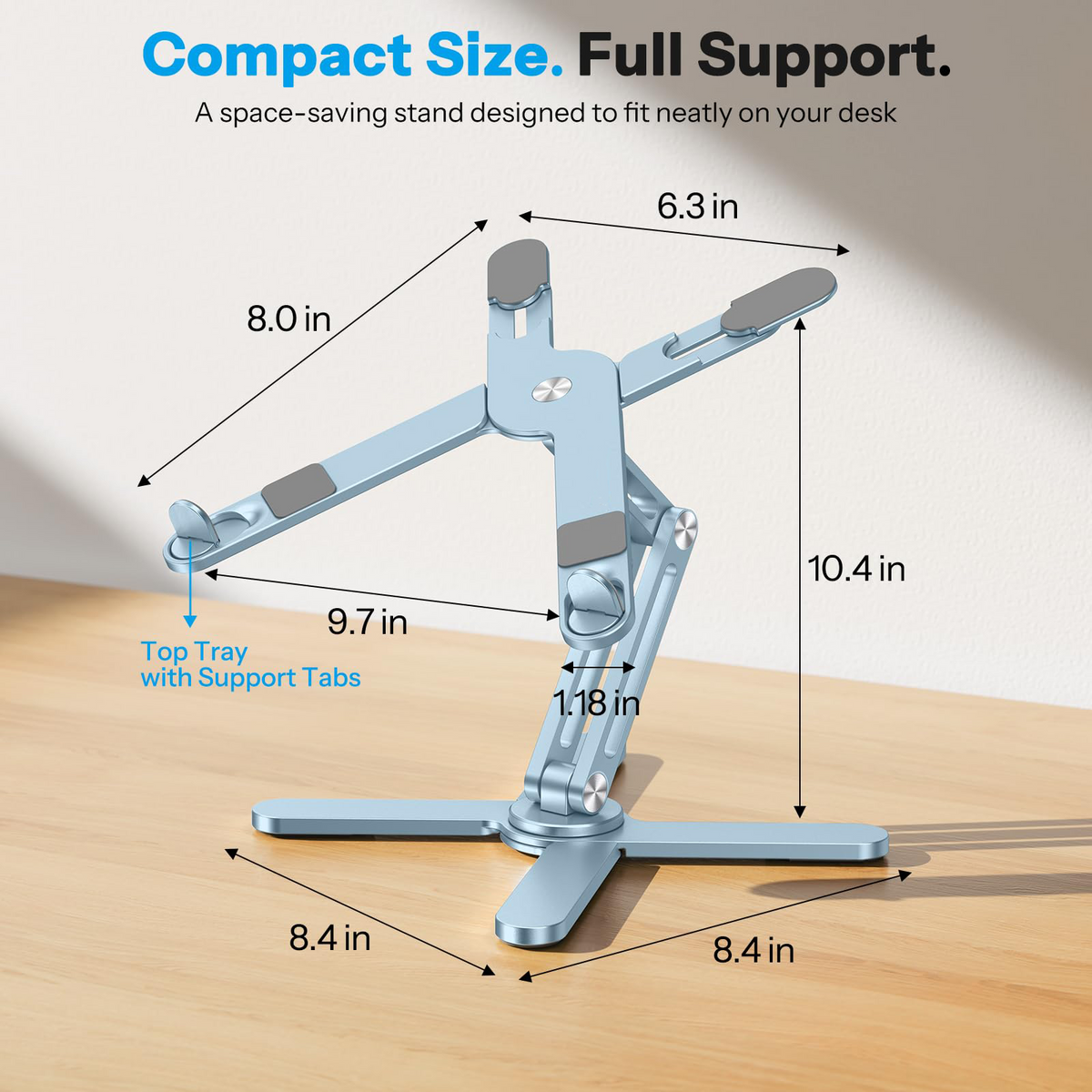 LA10 360° Rotating Laptop Stand Riser Foldable for Desk, Sky Blue