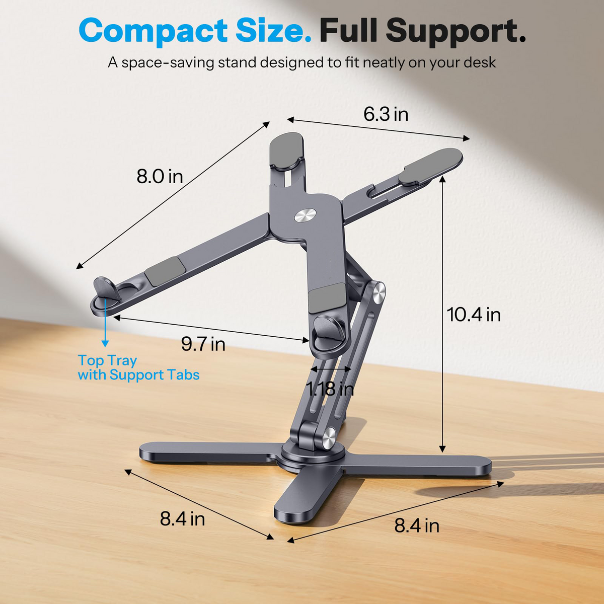 LA10 360° Rotating Laptop Stand Riser Foldable for Desk, Space Grey