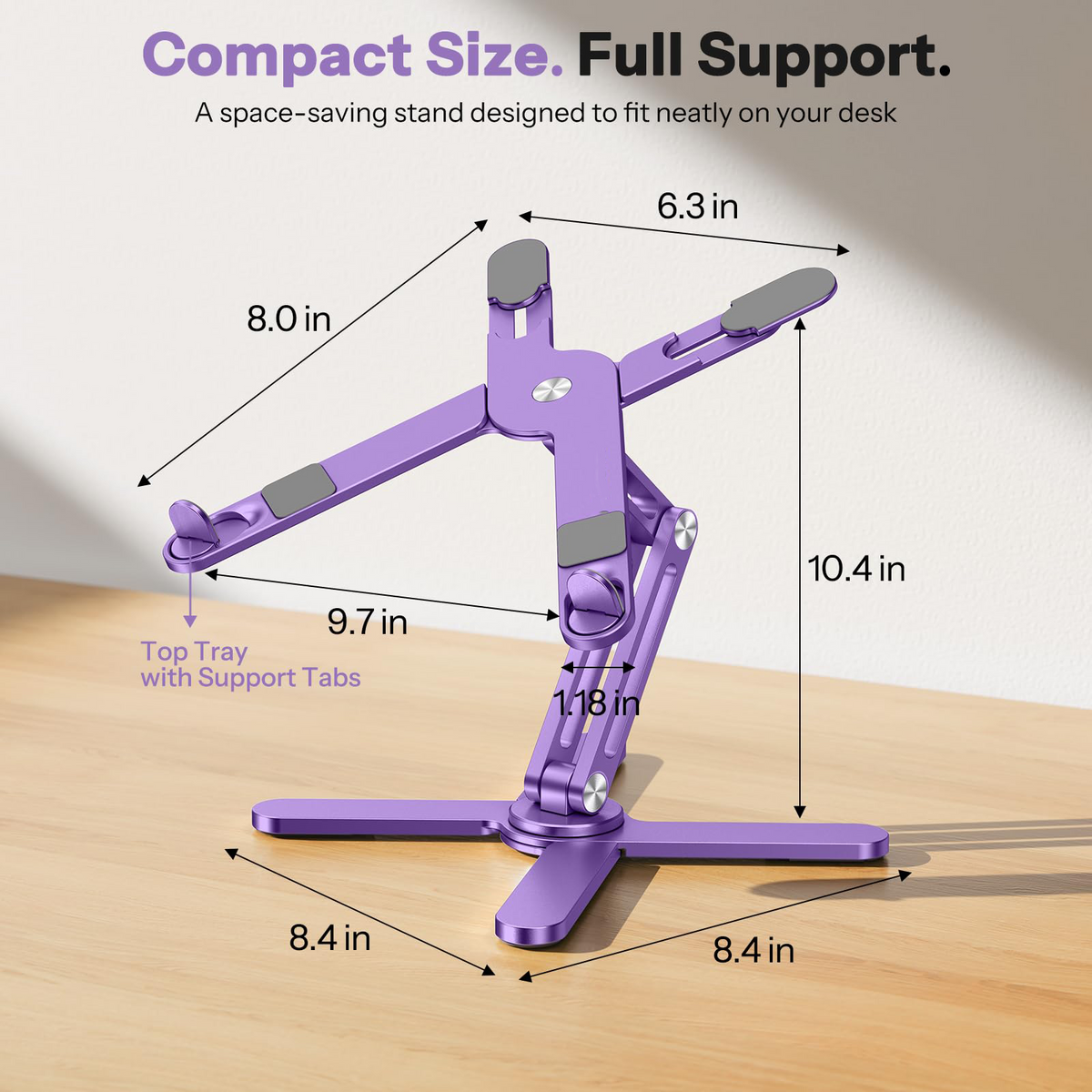LA10 360° Rotating Laptop Stand Riser Foldable for Desk, Purple