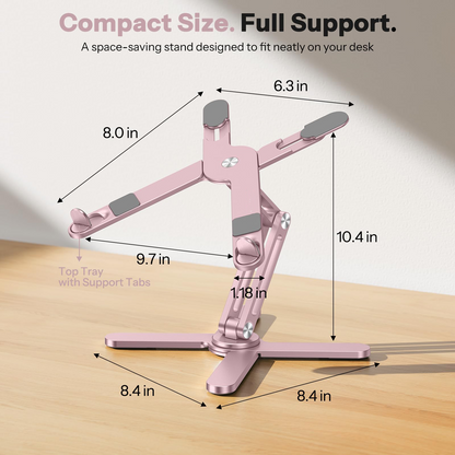LA10 360° Rotating Laptop Stand Riser Foldable for Desk, Pink