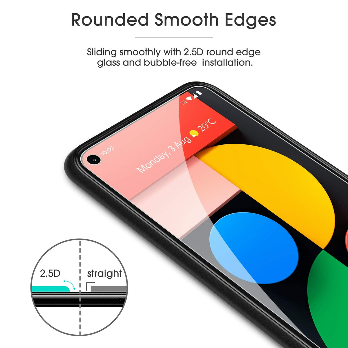 [3 Pack Screen Protector for Google Pixel 5 - Tempered Glass/Case Friendly/Anti Scratch Screen Protector for Google Pixel 5
