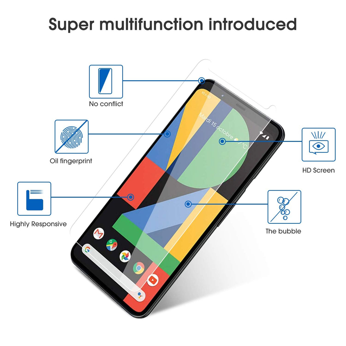 [4 Pack] Screen Protector Compatible with Google Pixel 4XL, Tempered Glass Screen Protector for Google Pixel 4 XL 2019 Released, Scratch Resistant/Case Friendly